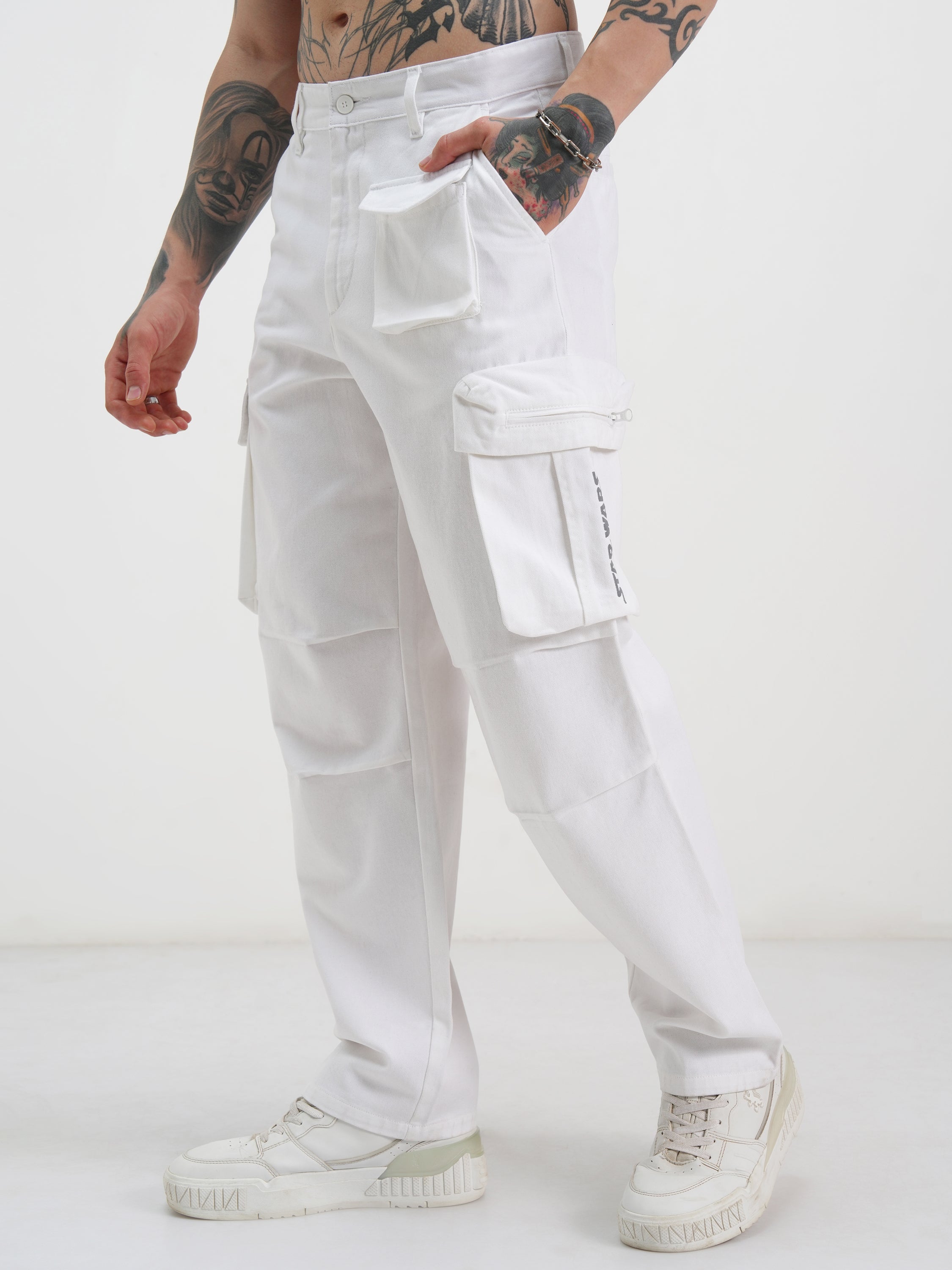 Star Wars Highlander Men White Star Wars Loose Fit Solid Regular Trouser - White - Image 4