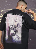 Star Wars By Highlander Men Black R2-D2 And C-3PO Printed Round Neck Oversized Fit T-Shirt - Black - Image 1