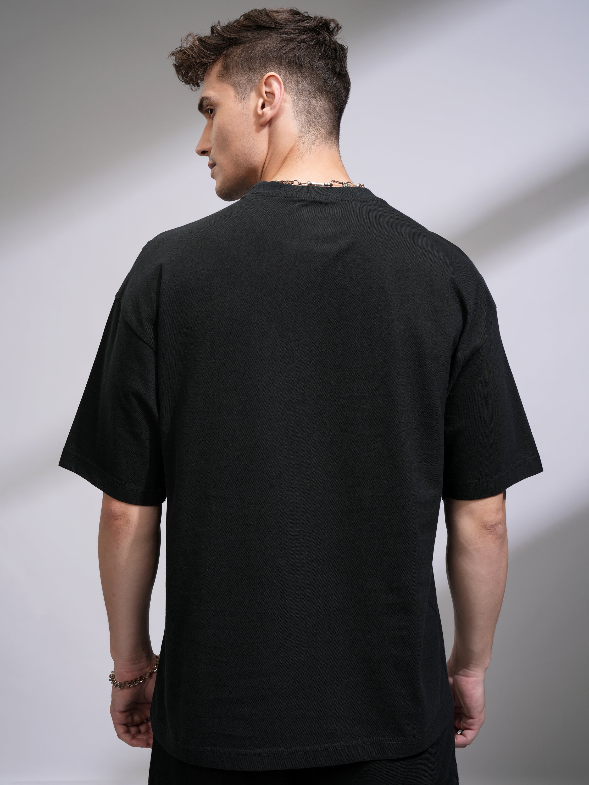 Highlander Men Black Star Wars Printed Round Neck Oversized Fit T-Shirt - Black - Image 3