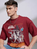 Highlander Men Maroon Star Wars Printed Round Neck Oversized Fit T-Shirt - Maroon - Image 1