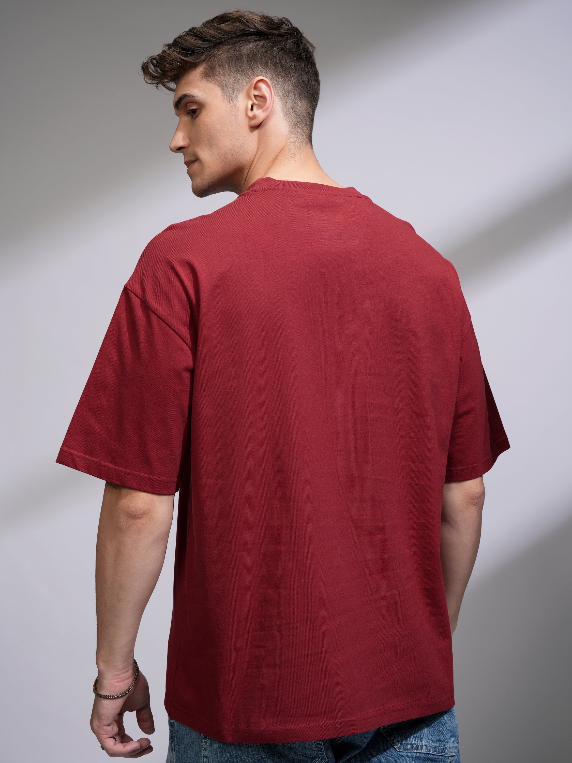 Highlander Men Maroon Star Wars Printed Round Neck Oversized Fit T-Shirt - Maroon - Image 3
