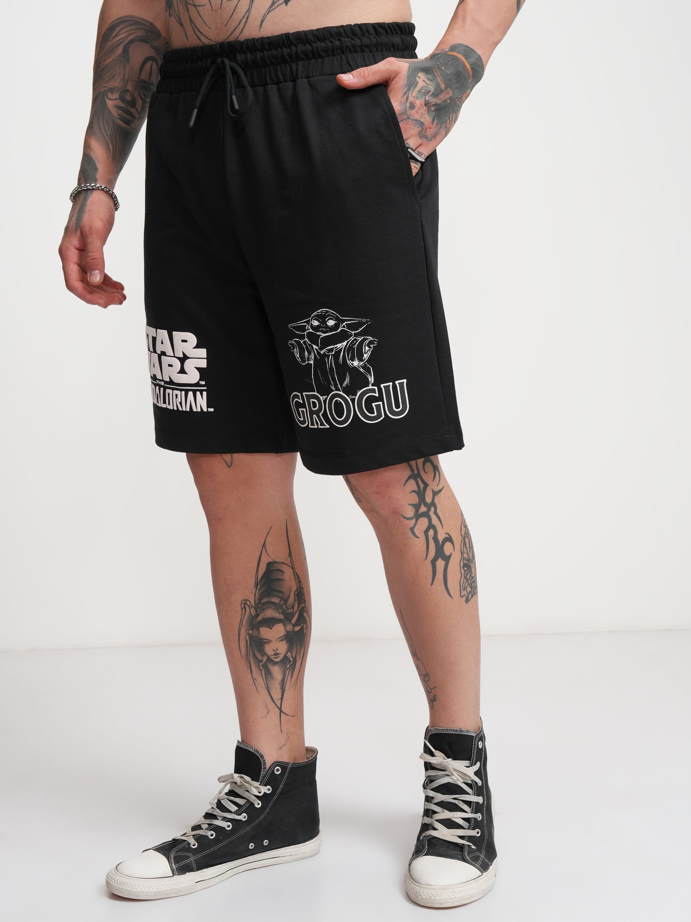 Star Wars By Highlander Men Black Grogu Relaxed Fit Shorts - Black - Image 4