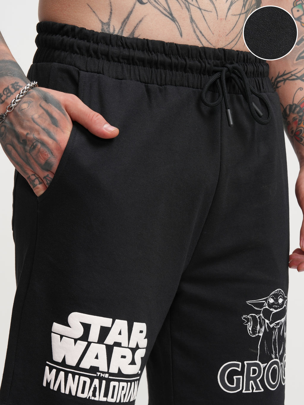 Star Wars By Highlander Men Black Grogu Relaxed Fit Shorts - Black - Image 5