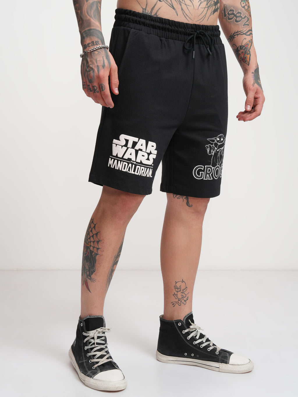 Star Wars By Highlander Men Black Grogu Relaxed Fit Shorts - Black - Image 6