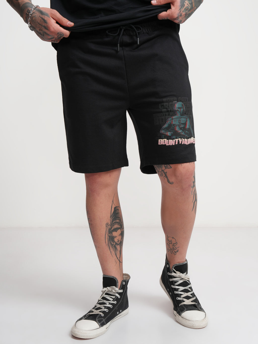 Star Wars By Highlander Men Black Darth Vader Relaxed Fit Shorts - Black - Image 1