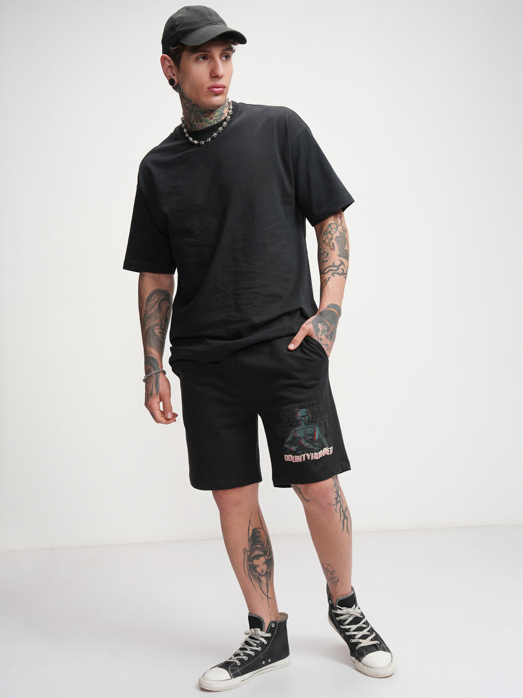 Star Wars By Highlander Men Black Darth Vader Relaxed Fit Shorts - Black - Image 2