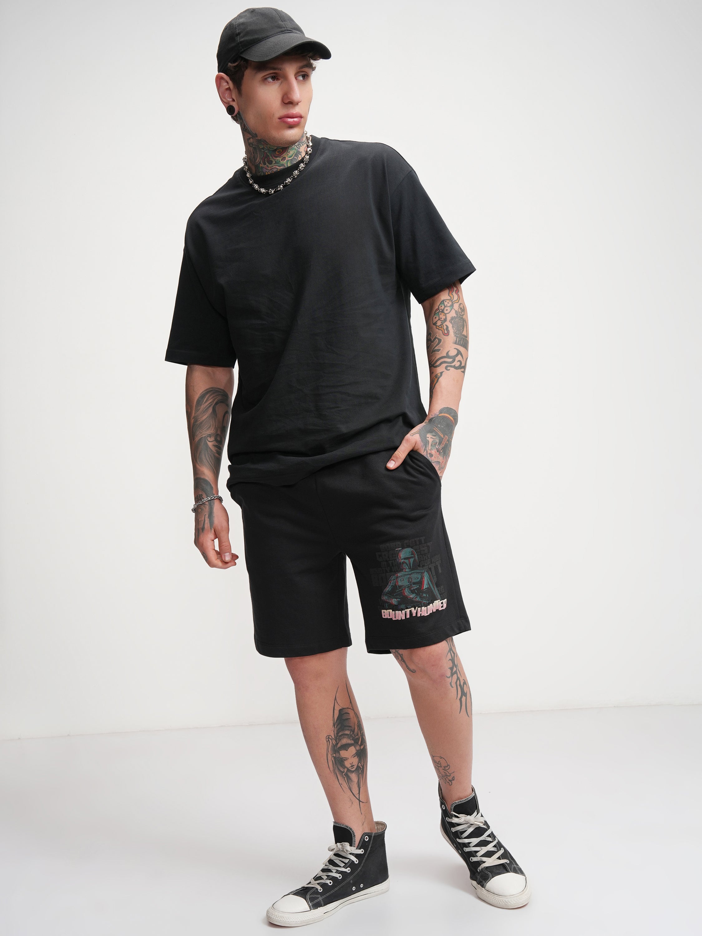 Star Wars By Highlander Men Black Darth Vader Relaxed Fit Shorts - Black - Image 2