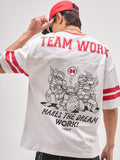 Highlander Men White Ninja Turtles Embroidered V-Neck Embroidered T-Shirt - White - Image 1