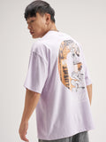 Highlander Men Lavender Garfield Printed Round Neck Oversized Fit T-Shirt - Lavender - Image 1