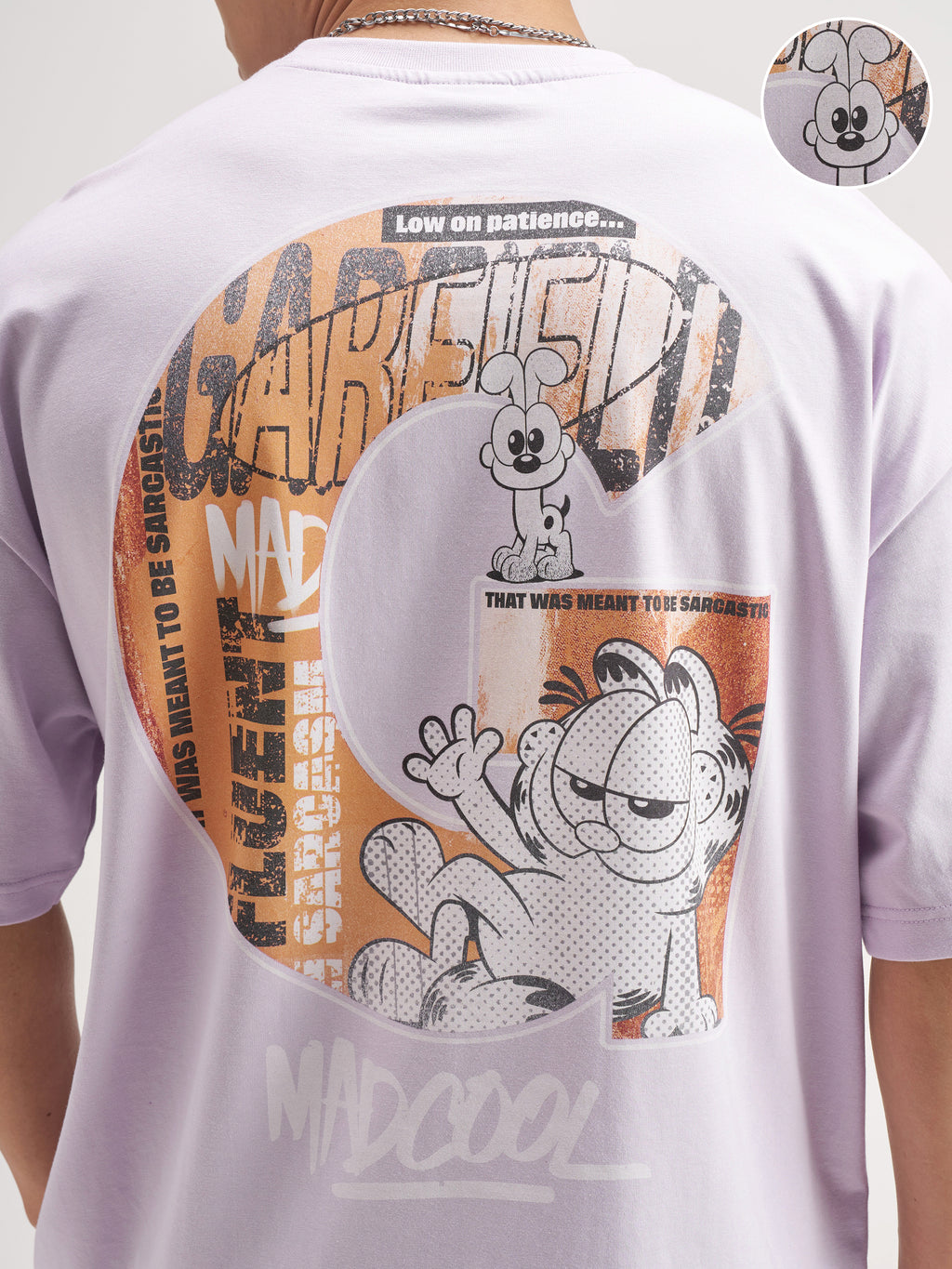 Highlander Men Lavender Garfield Printed Round Neck Oversized Fit T-Shirt - Lavender - Image 5