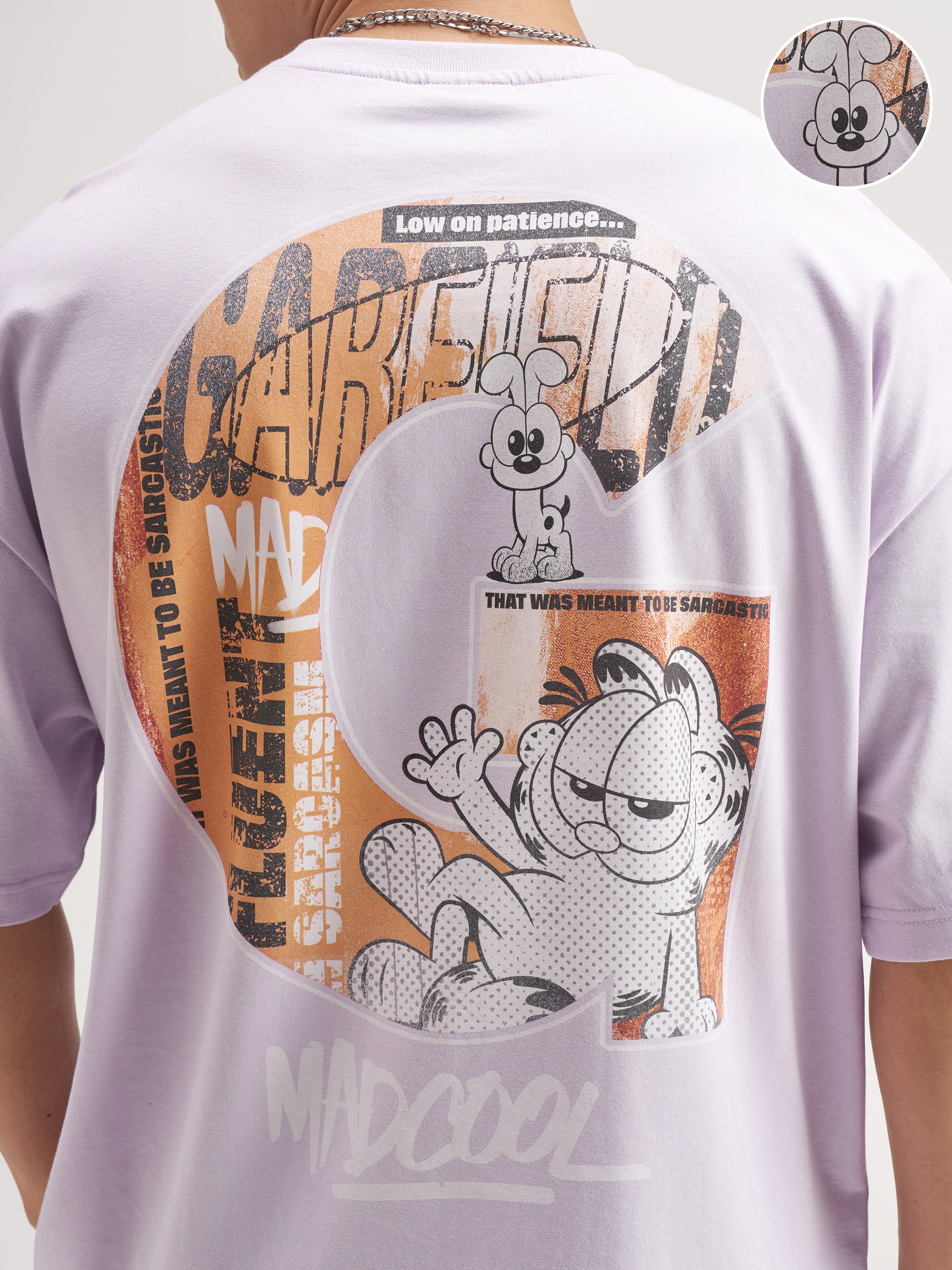 Highlander Men Lavender Garfield Printed Round Neck Oversized Fit T-Shirt - Lavender - Image 5
