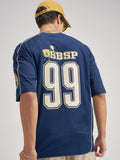 Highlander Men Navy Blue Spongebob Squarepants Printed Round Neck Oversized Fit T-Shirt - Navy Blue - Image 1
