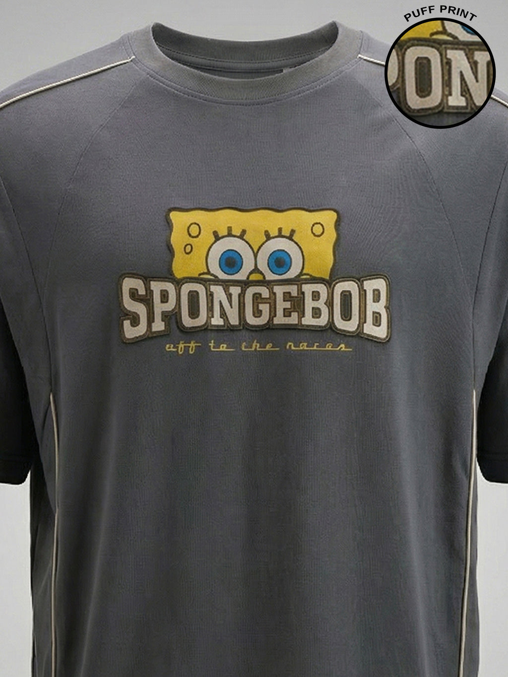 Highlander Men Grey Spongebob Squarepants Printed Round Neck Oversized Fit T-Shirt - Grey - Image 2