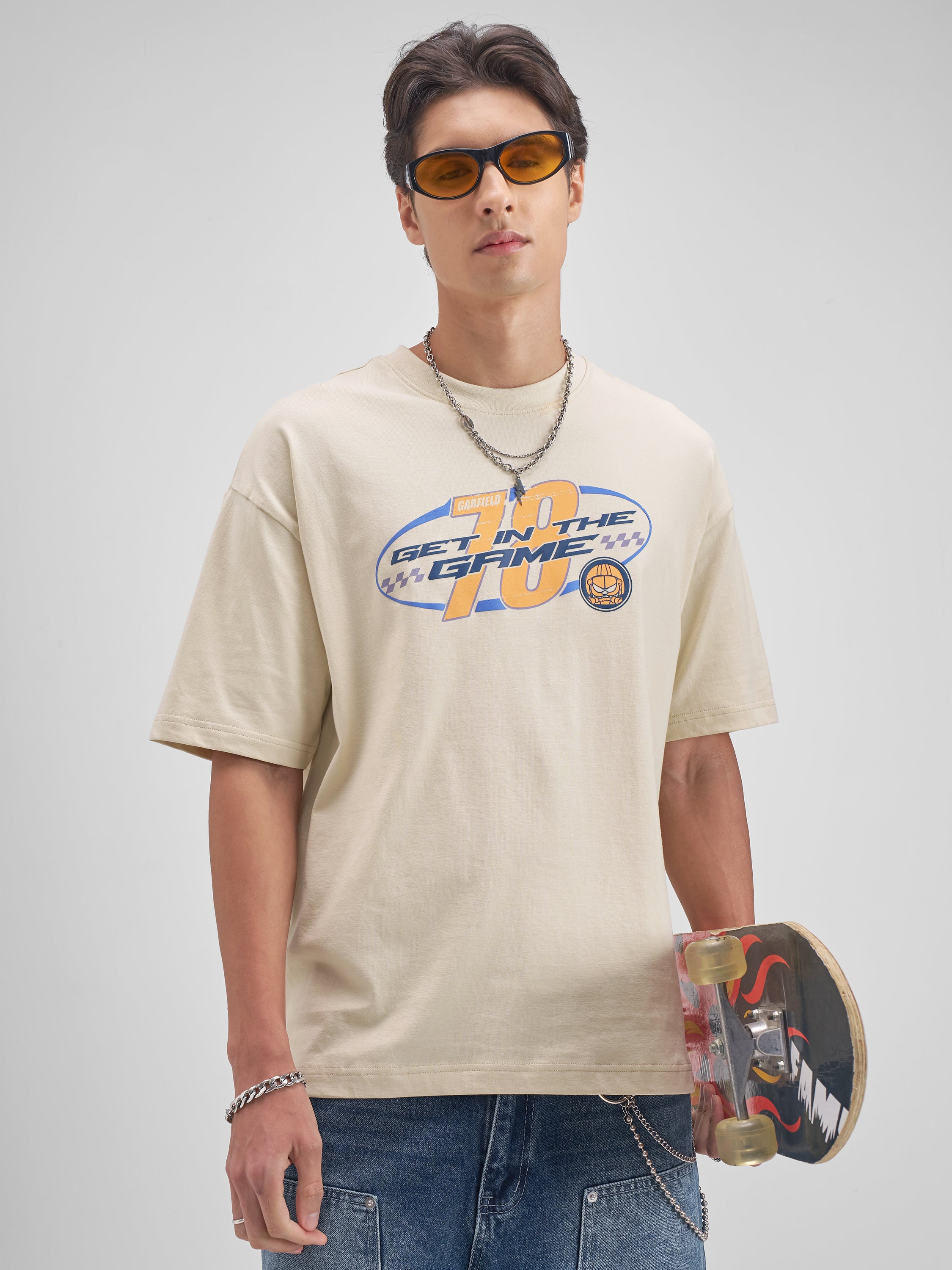 Highlander Men Beige Garfield Printed Round Neck T-Shirt - Beige - Image 5