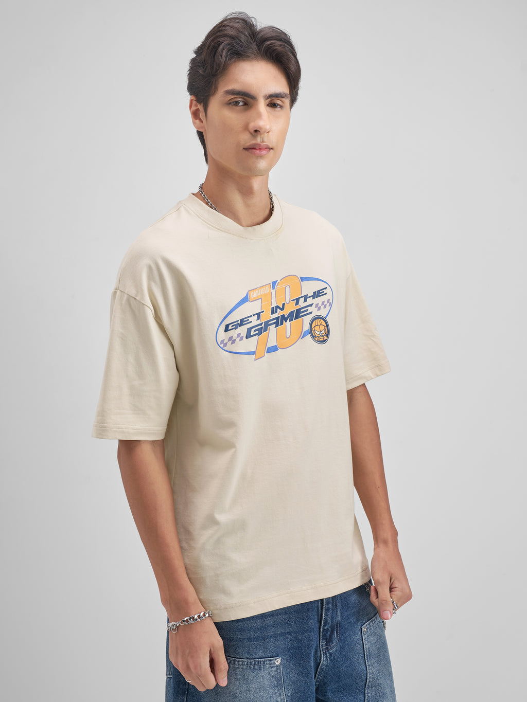 Highlander Men Beige Garfield Printed Round Neck T-Shirt - Beige - Image 8
