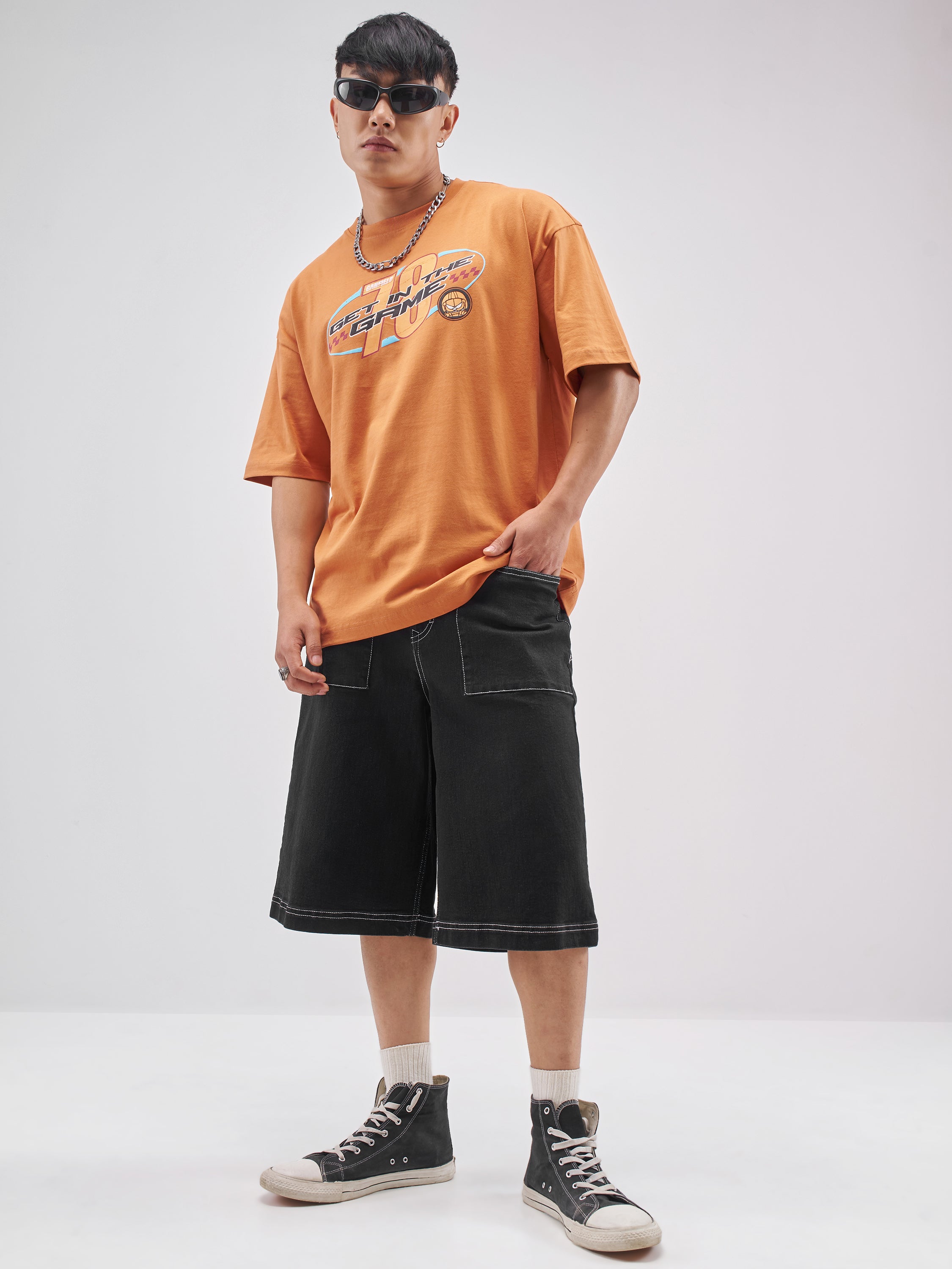 Highlander Men Rust Garfield Printed Round Neck Oversized Fit T-Shirt - Rust - Image 2