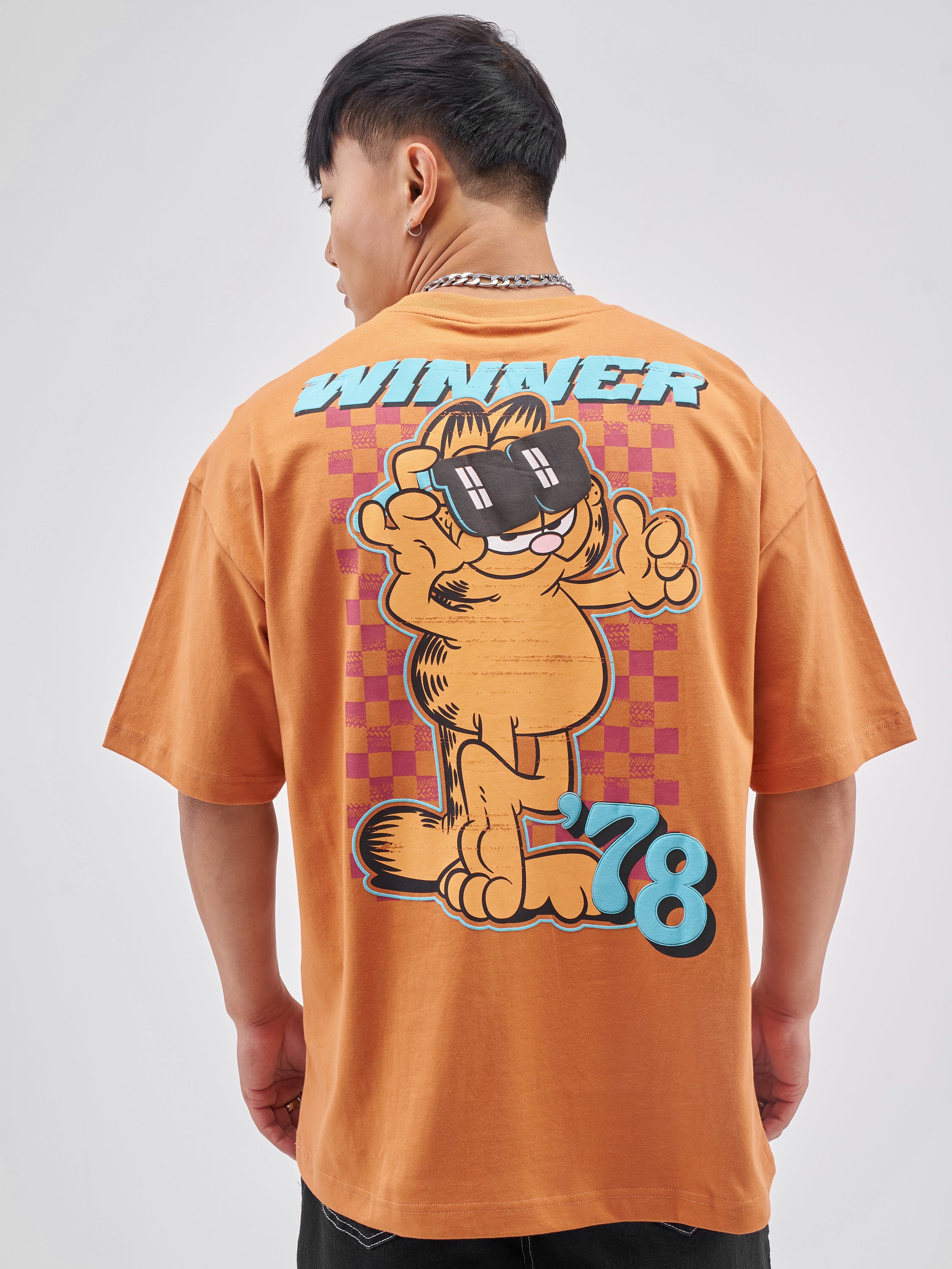 Highlander Men Rust Garfield Printed Round Neck Oversized Fit T-Shirt - Rust - Image 3