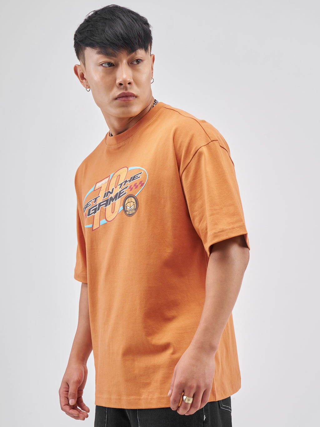 Highlander Men Rust Garfield Printed Round Neck Oversized Fit T-Shirt - Rust - Image 4
