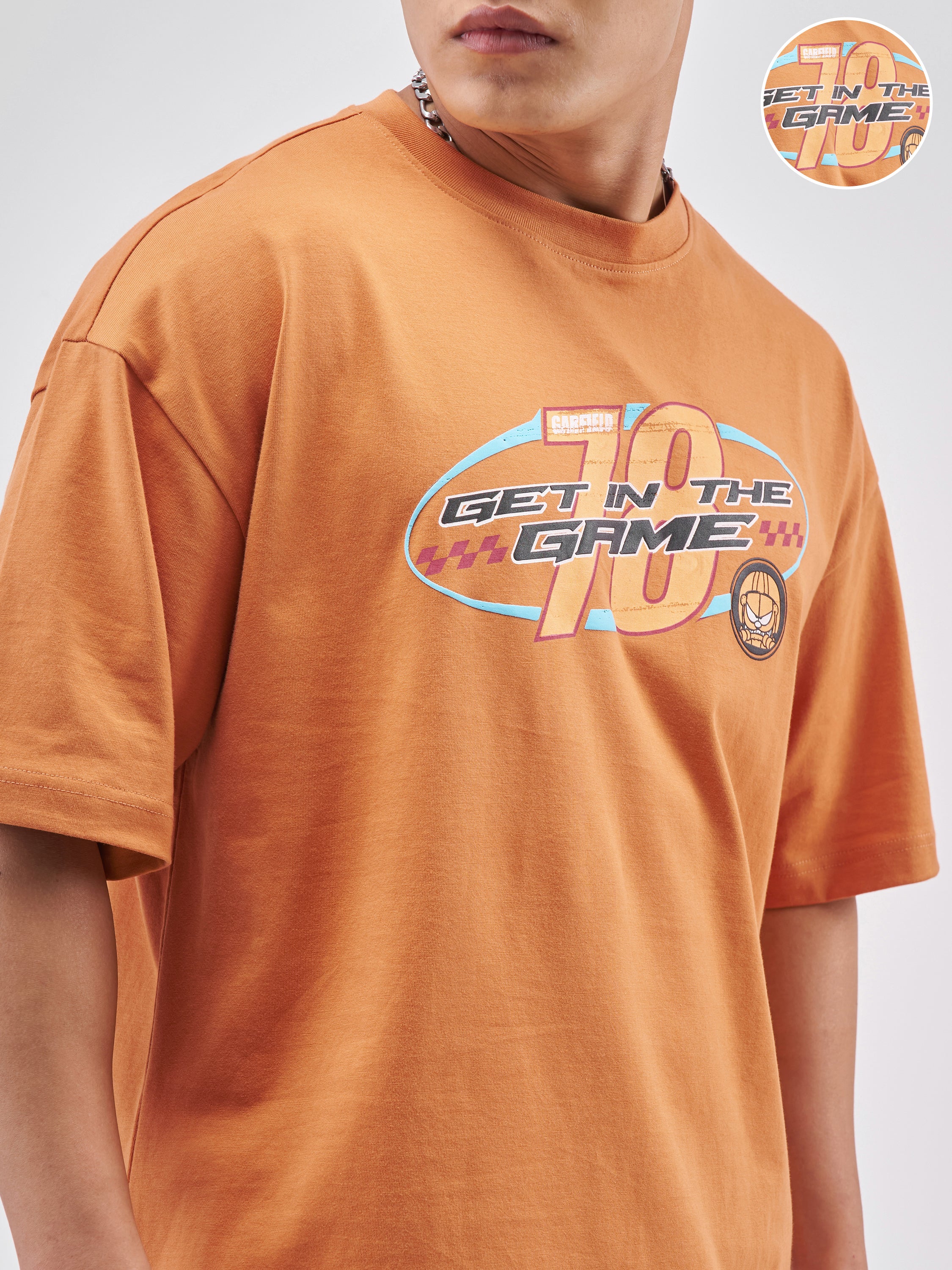 Highlander Men Rust Garfield Printed Round Neck Oversized Fit T-Shirt - Rust - Image 5