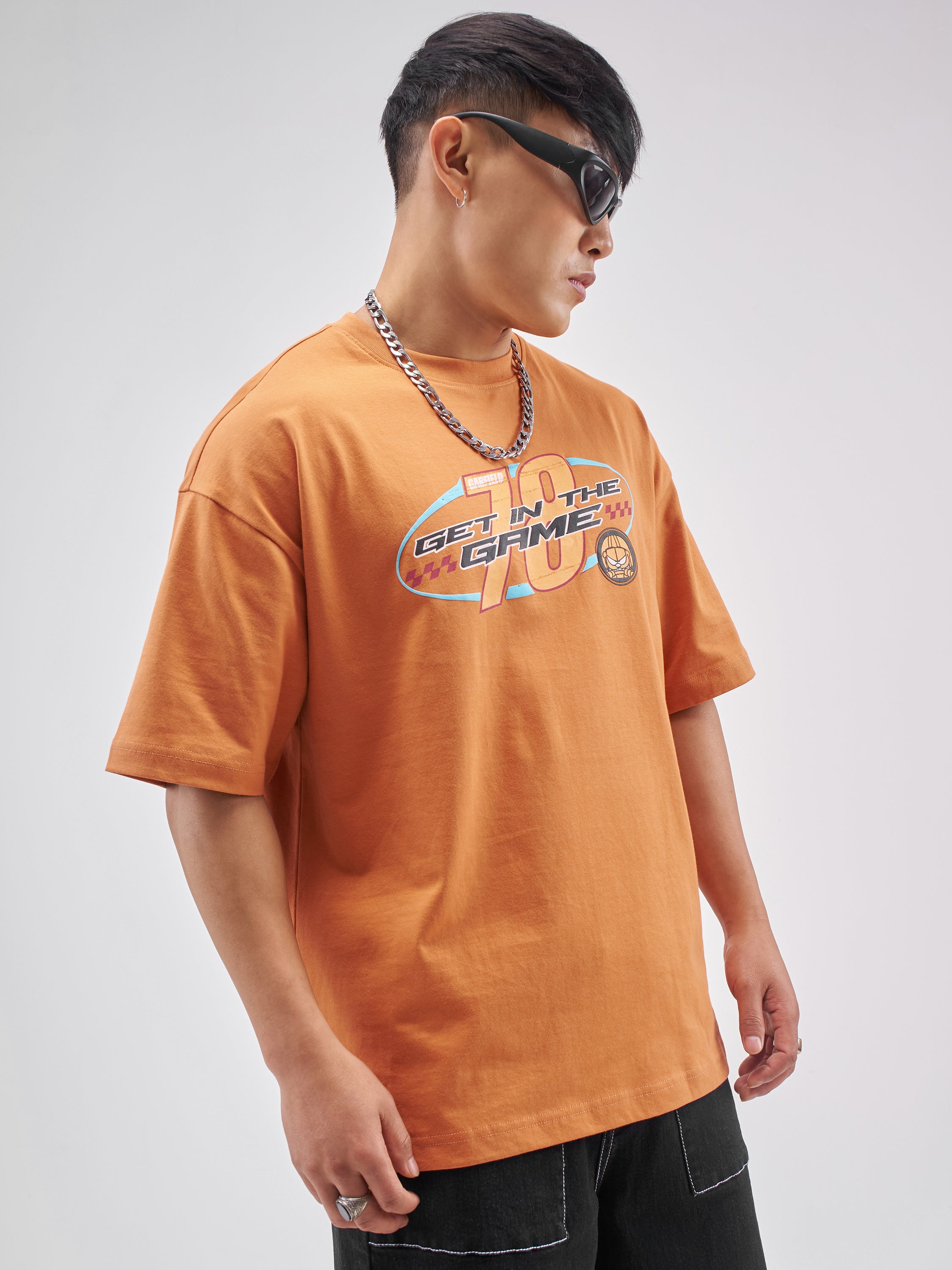 Highlander Men Rust Garfield Printed Round Neck Oversized Fit T-Shirt - Rust - Image 6