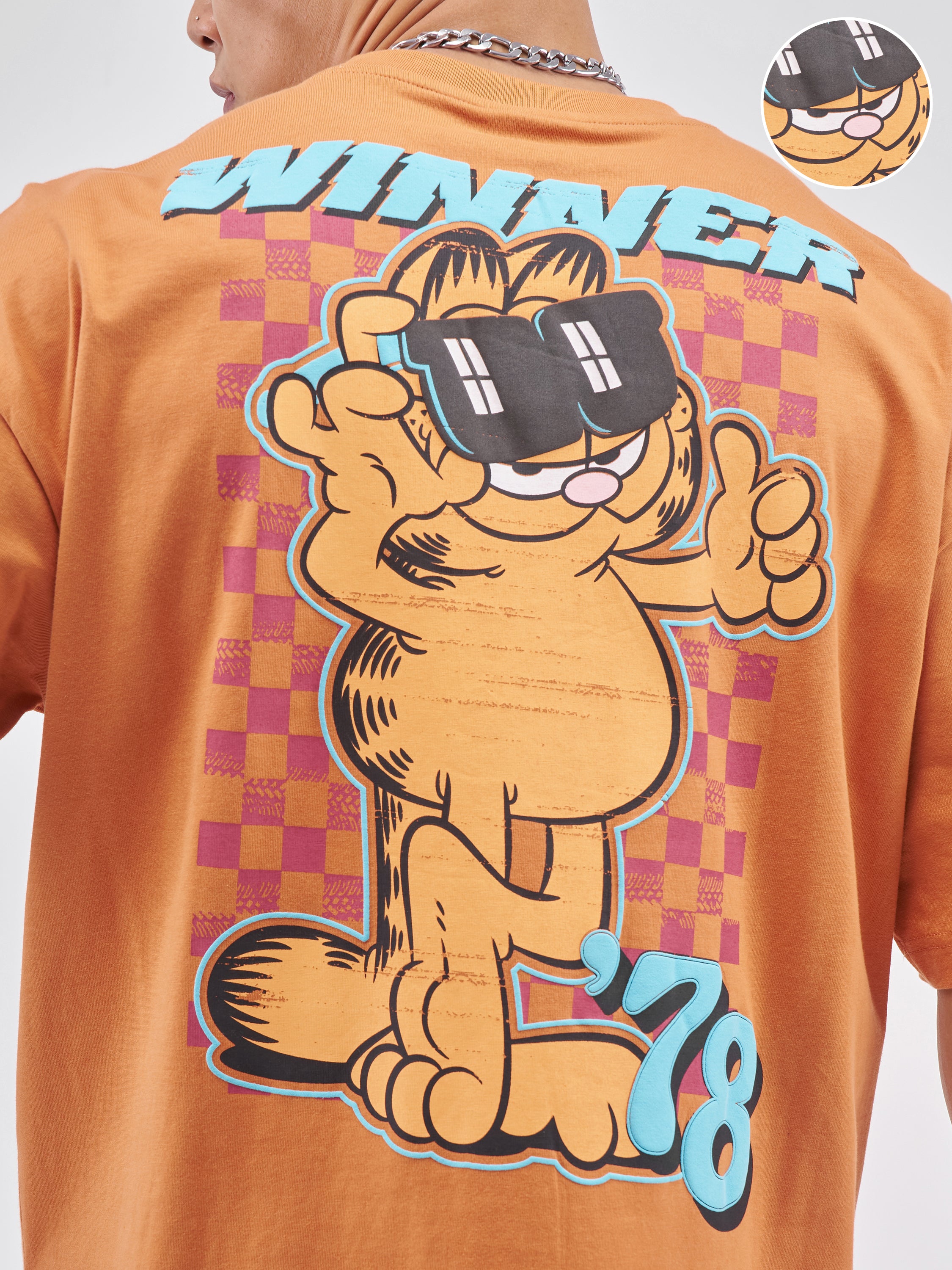 Highlander Men Rust Garfield Printed Round Neck Oversized Fit T-Shirt - Rust - Image 7