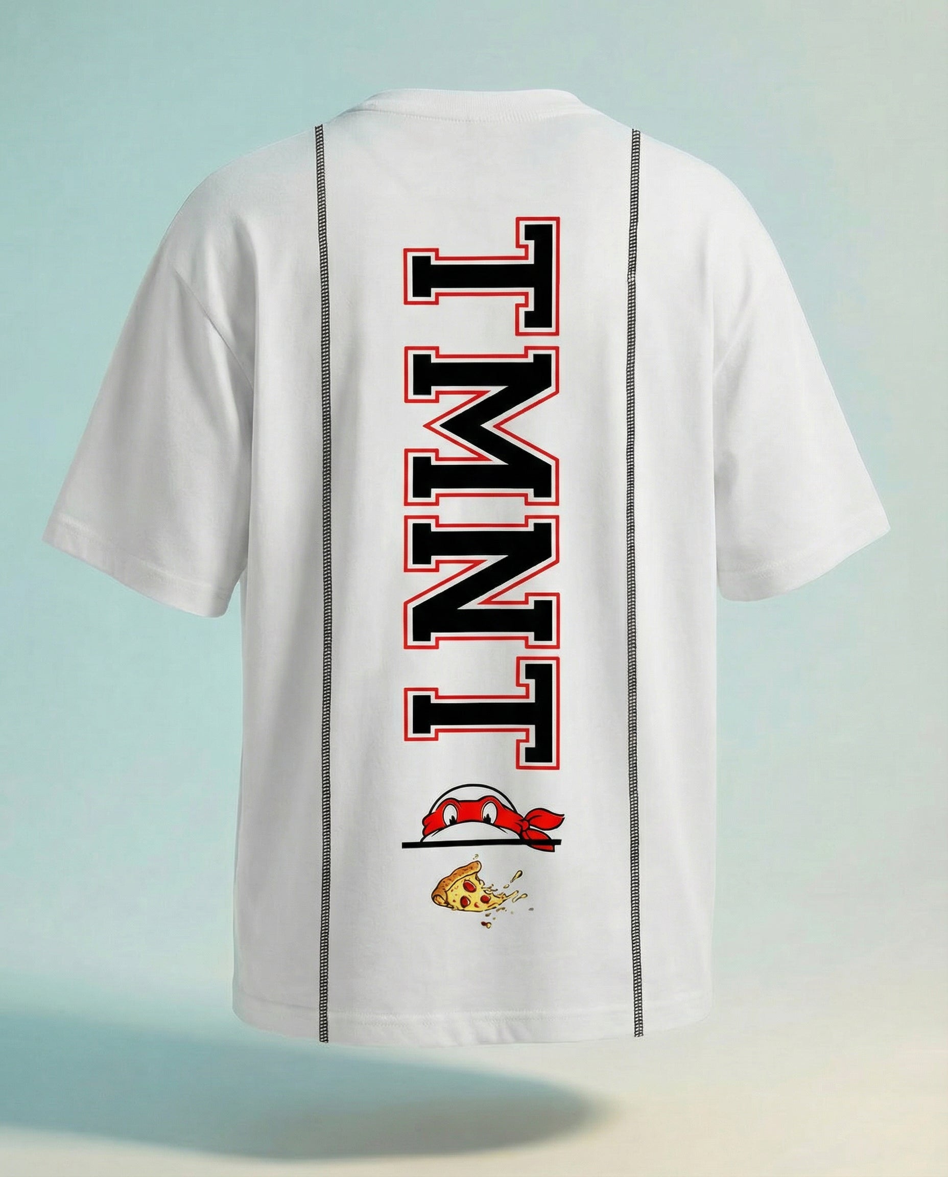 Highlander Men White Ninja Turtles Embroidered Round Neck T-Shirt - White - Image 1