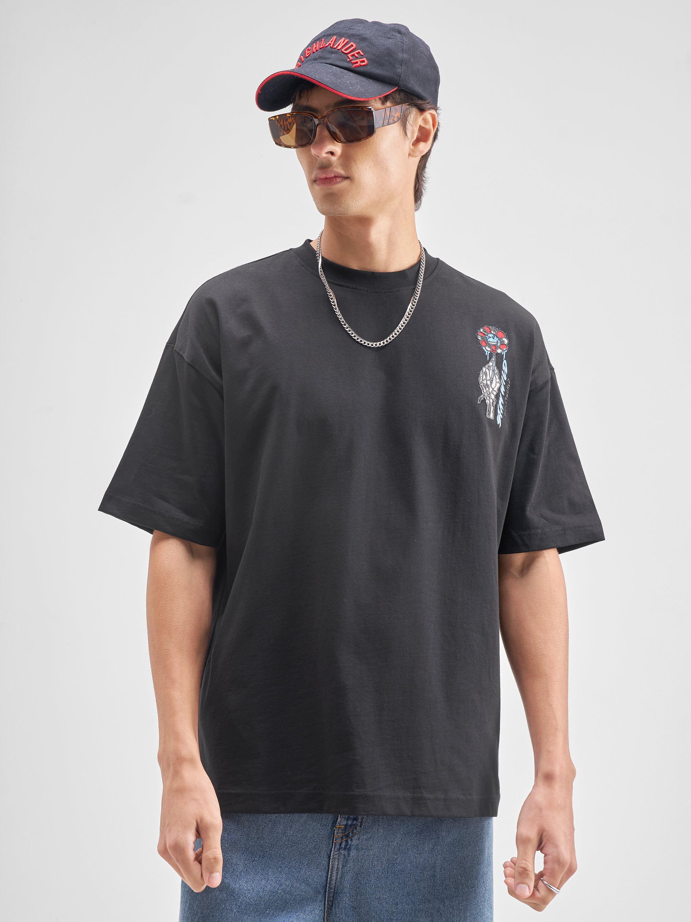 Highlander Men Black SmileyWorld® Printed Round Neck T-Shirt - Black - Image 3