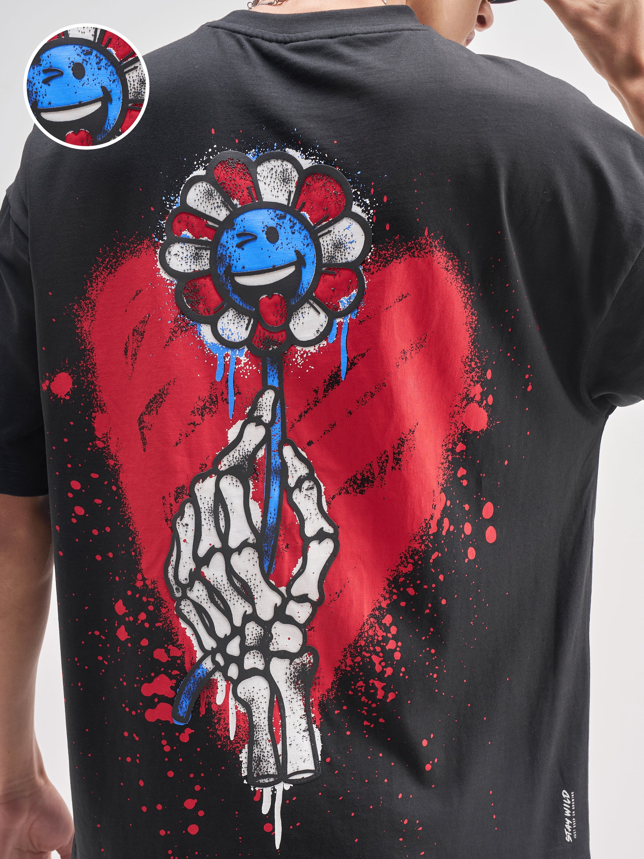 Highlander Men Black SmileyWorld® Printed Round Neck T-Shirt - Black - Image 5