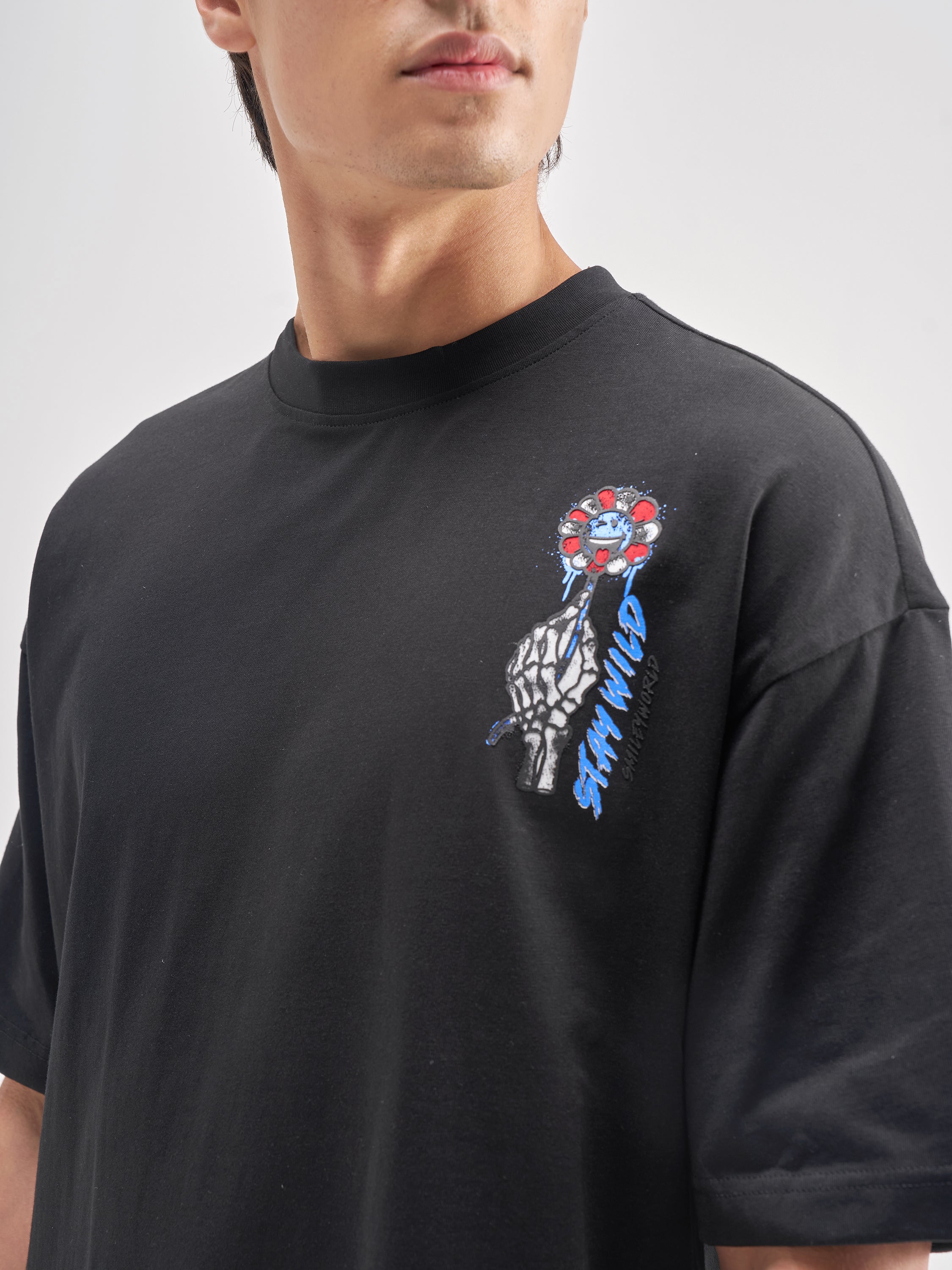 Highlander Men Black SmileyWorld® Printed Round Neck T-Shirt - Black - Image 7