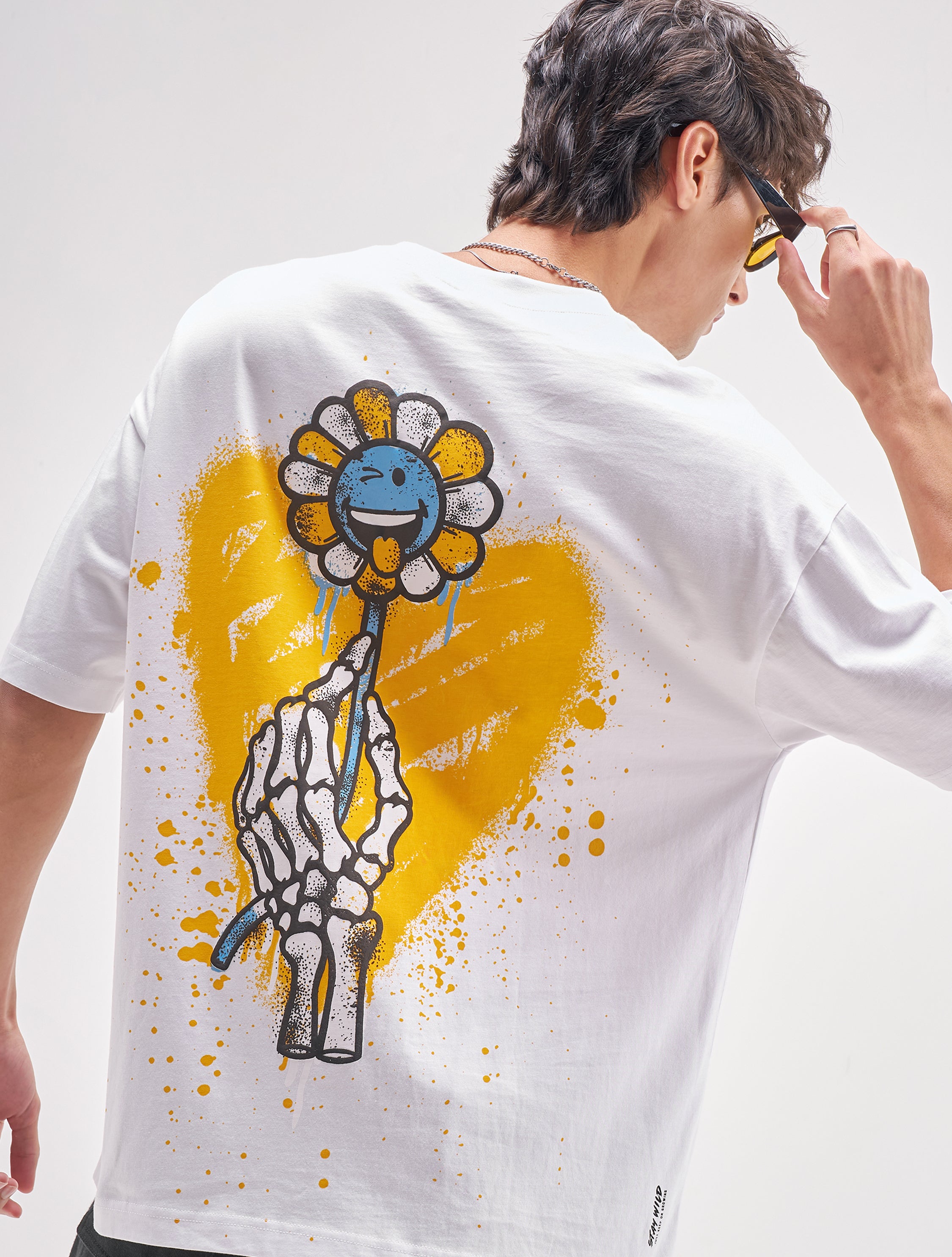 Highlander Men White SmileyWorld® Printed Round Neck T-Shirt - White - Image 1