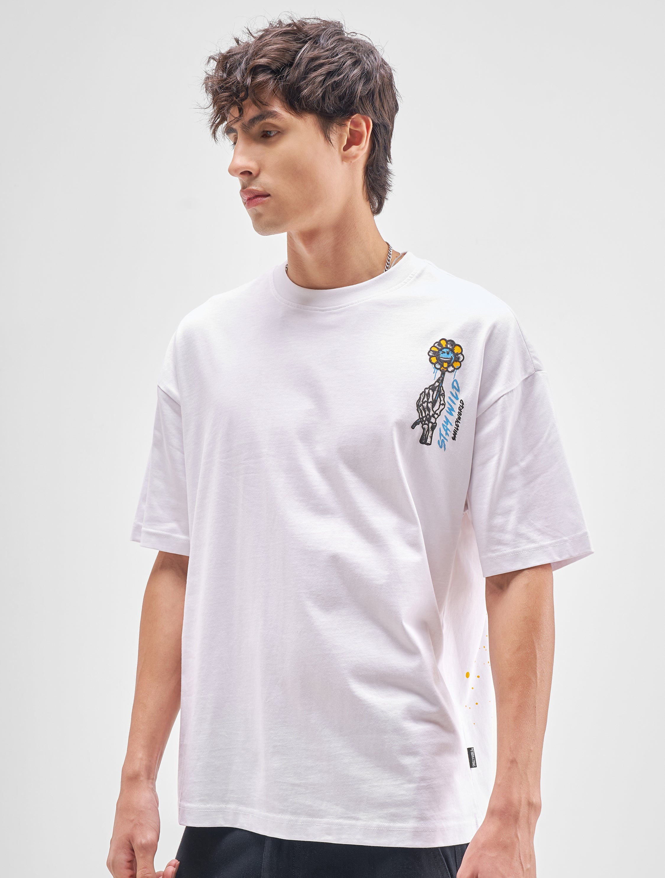 Highlander Men White SmileyWorld® Printed Round Neck T-Shirt - White - Image 4