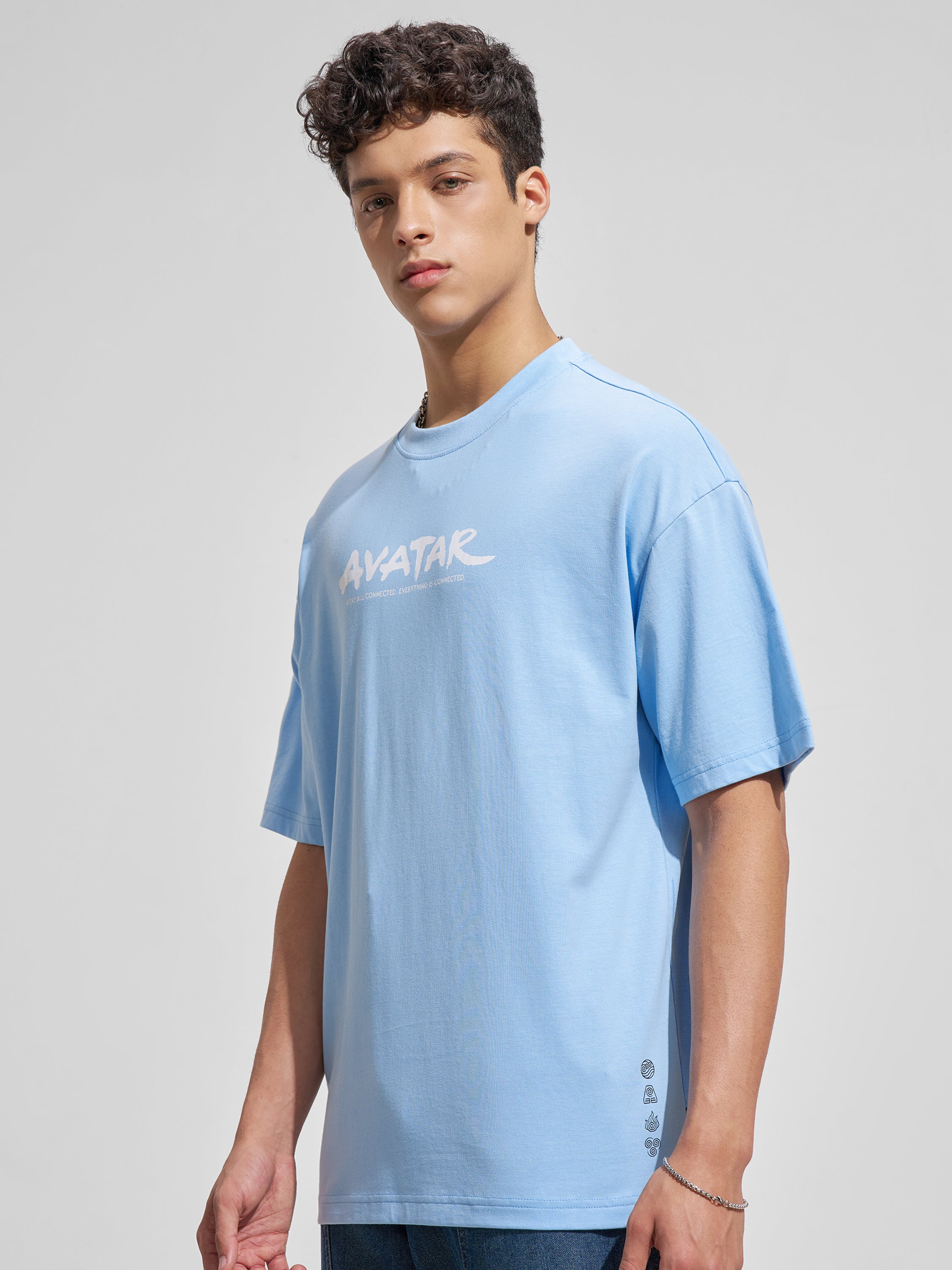 Highlander Men Blue Avatar Printed Round Neck Oversized Fit T-Shirt
