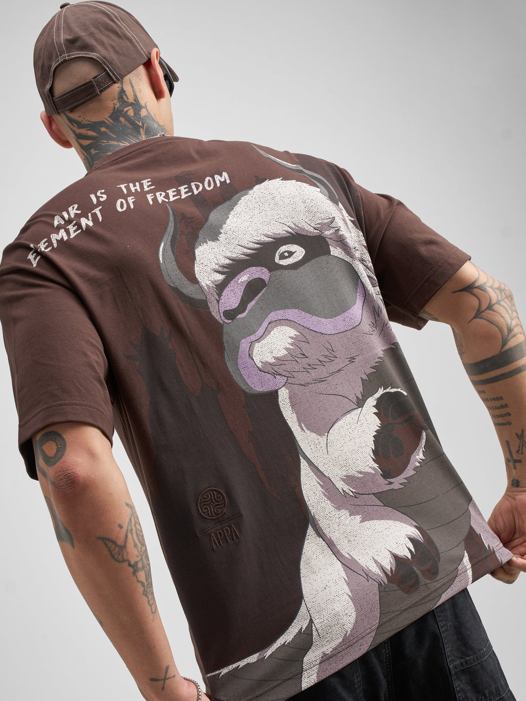 Highlander Men Brown Avatar Printed Round Neck Oversized Fit T-Shirt - Brown - Image 1