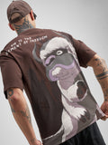 Highlander Men Brown Avatar Printed Round Neck Oversized Fit T-Shirt - Brown - Image 1