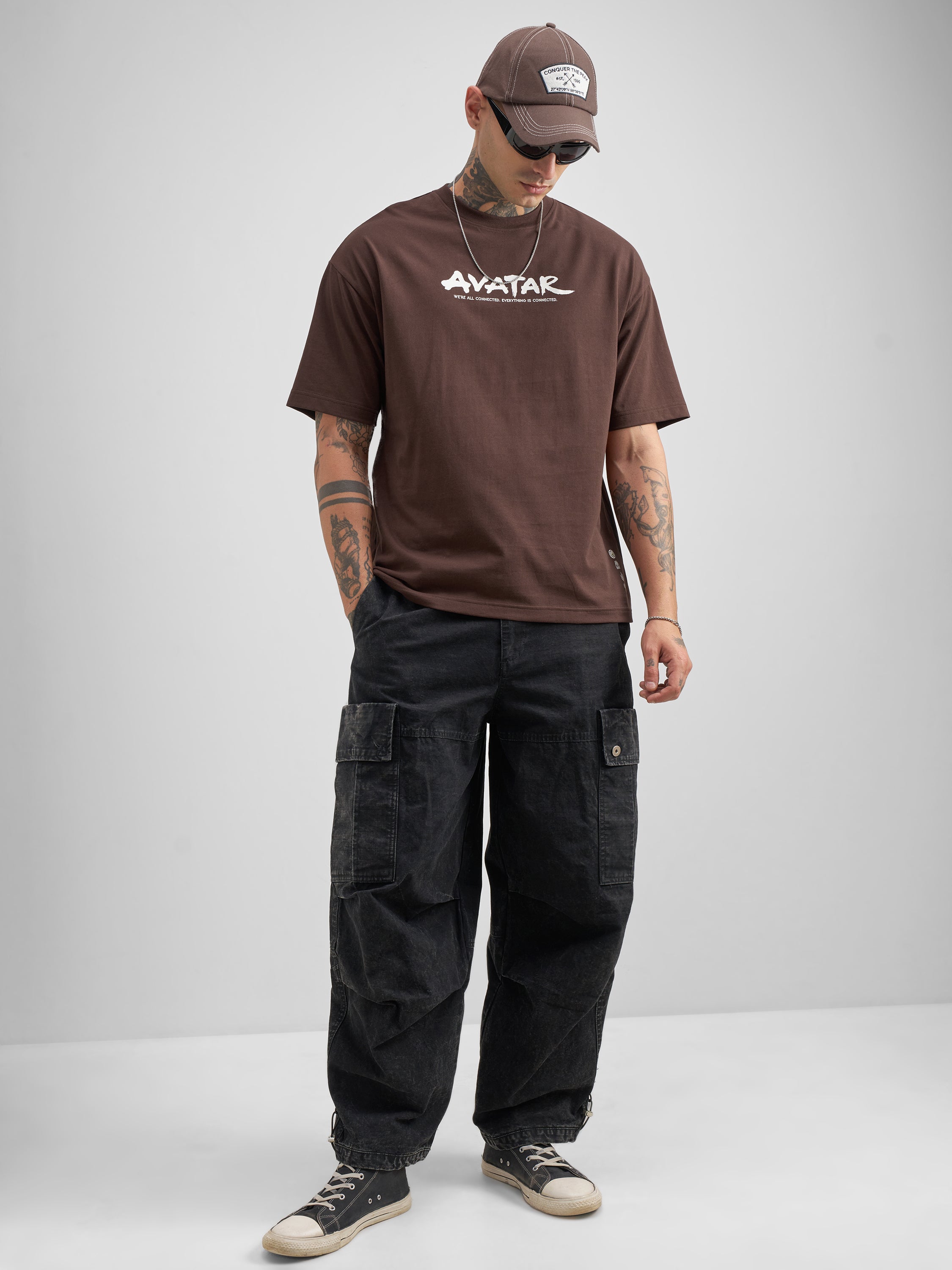 Highlander Men Brown Avatar Printed Round Neck Oversized Fit T-Shirt - Brown - Image 2