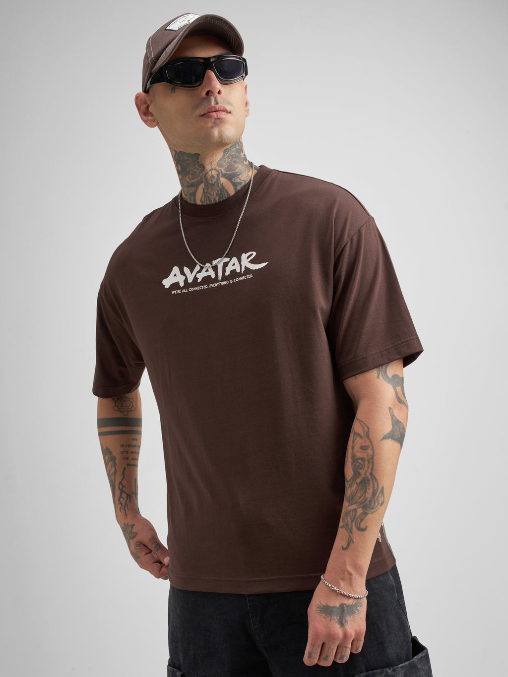Highlander Men Brown Avatar Printed Round Neck Oversized Fit T-Shirt - Brown - Image 3