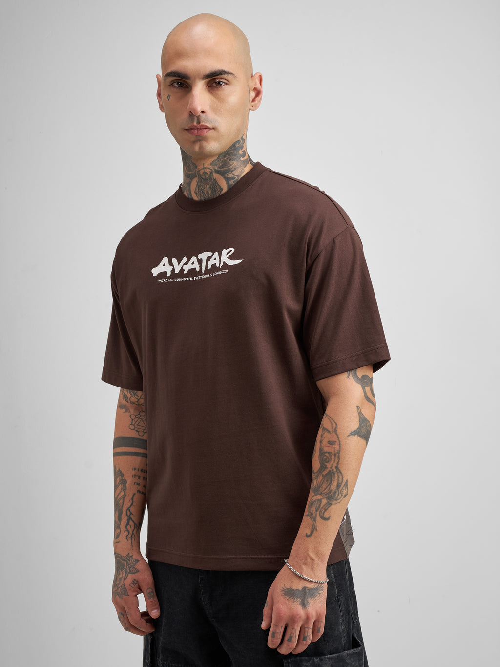 Highlander Men Brown Avatar Printed Round Neck Oversized Fit T-Shirt - Brown - Image 4
