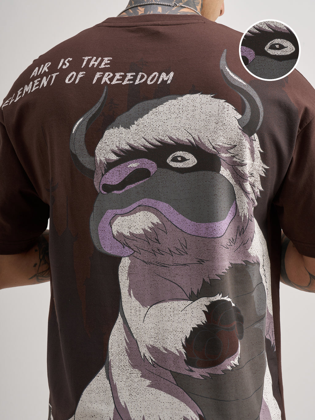 Highlander Men Brown Avatar Printed Round Neck Oversized Fit T-Shirt - Brown - Image 5