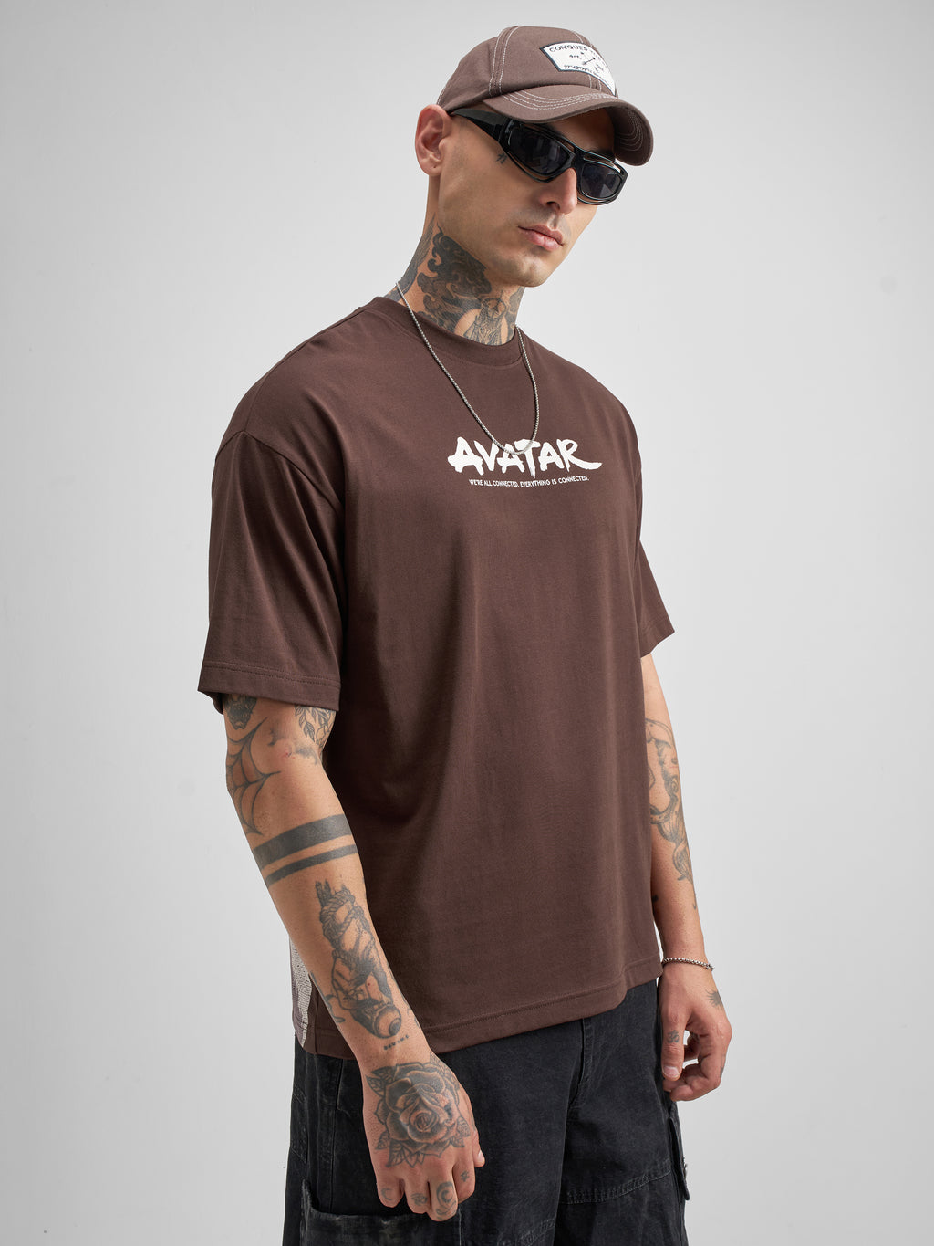 Highlander Men Brown Avatar Printed Round Neck Oversized Fit T-Shirt - Brown - Image 6