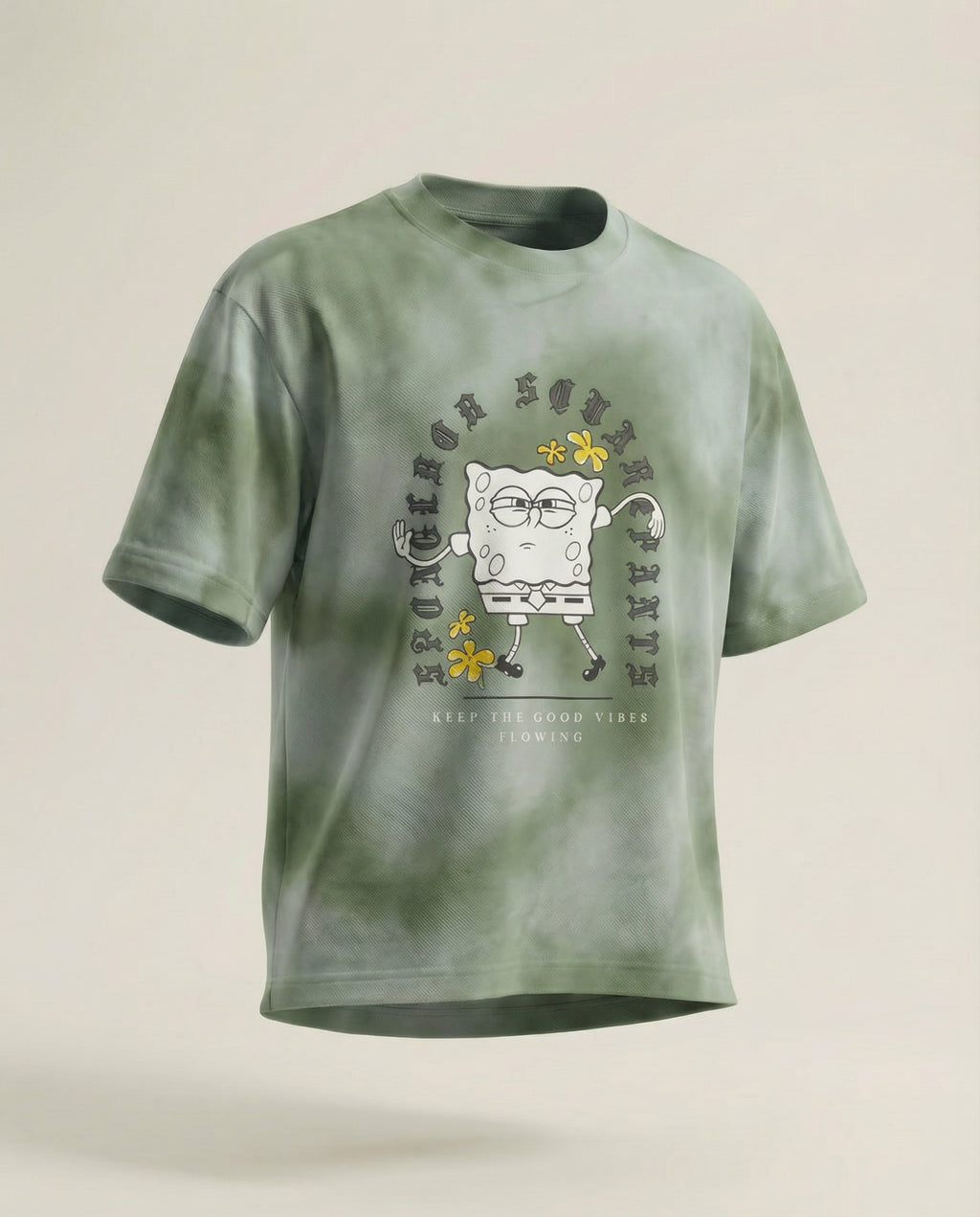 Highlander Men Green Spongebob Squarepants Printed Round Neck T-Shirt - Green - Image 1