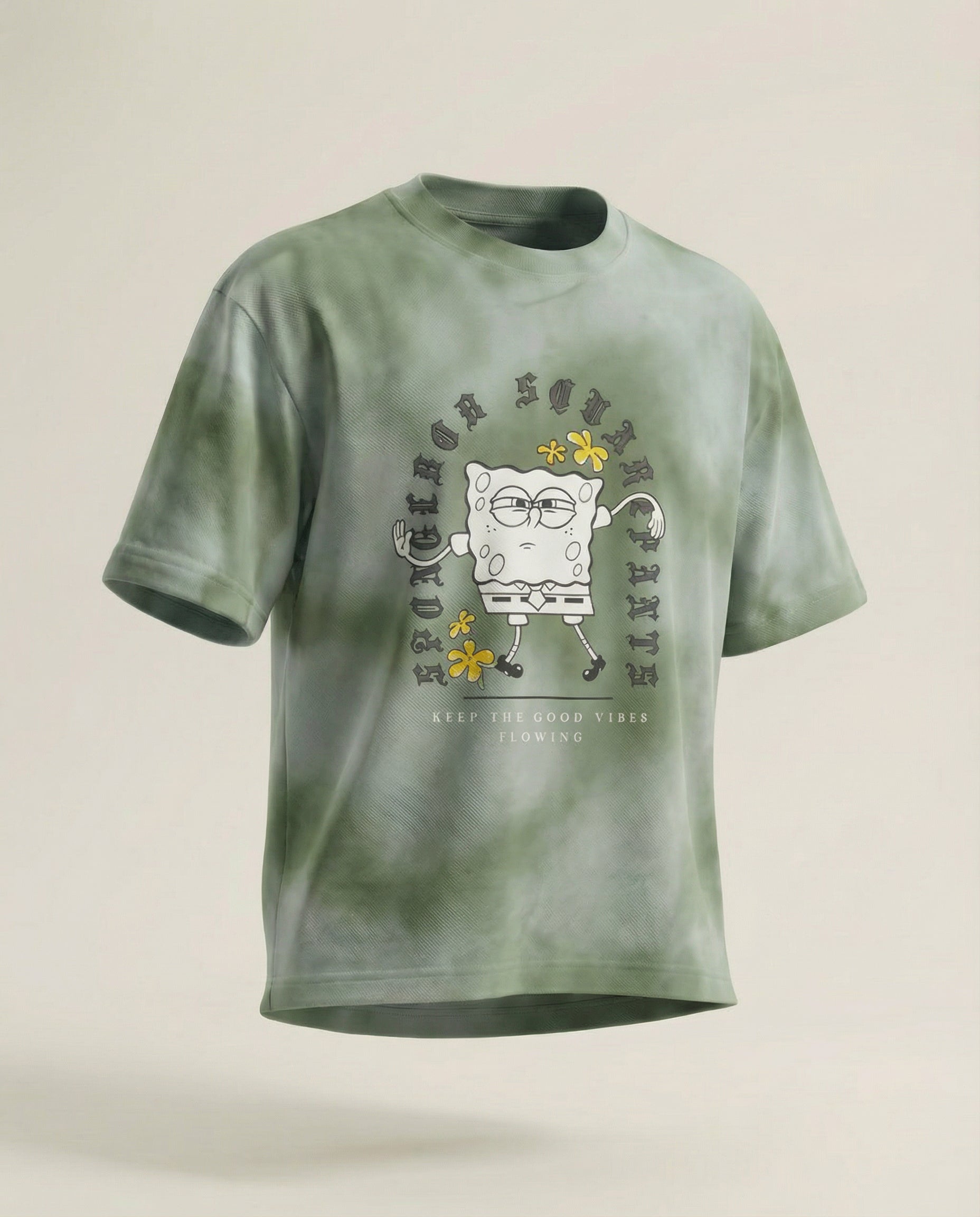 Highlander Men Green Spongebob Squarepants Printed Round Neck T-Shirt - Green - Image 1