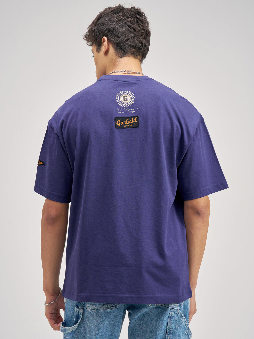 Highlander Men Blue Garfield Printed Round Neck Oversized Fit T-Shirt - Blue - Image 3