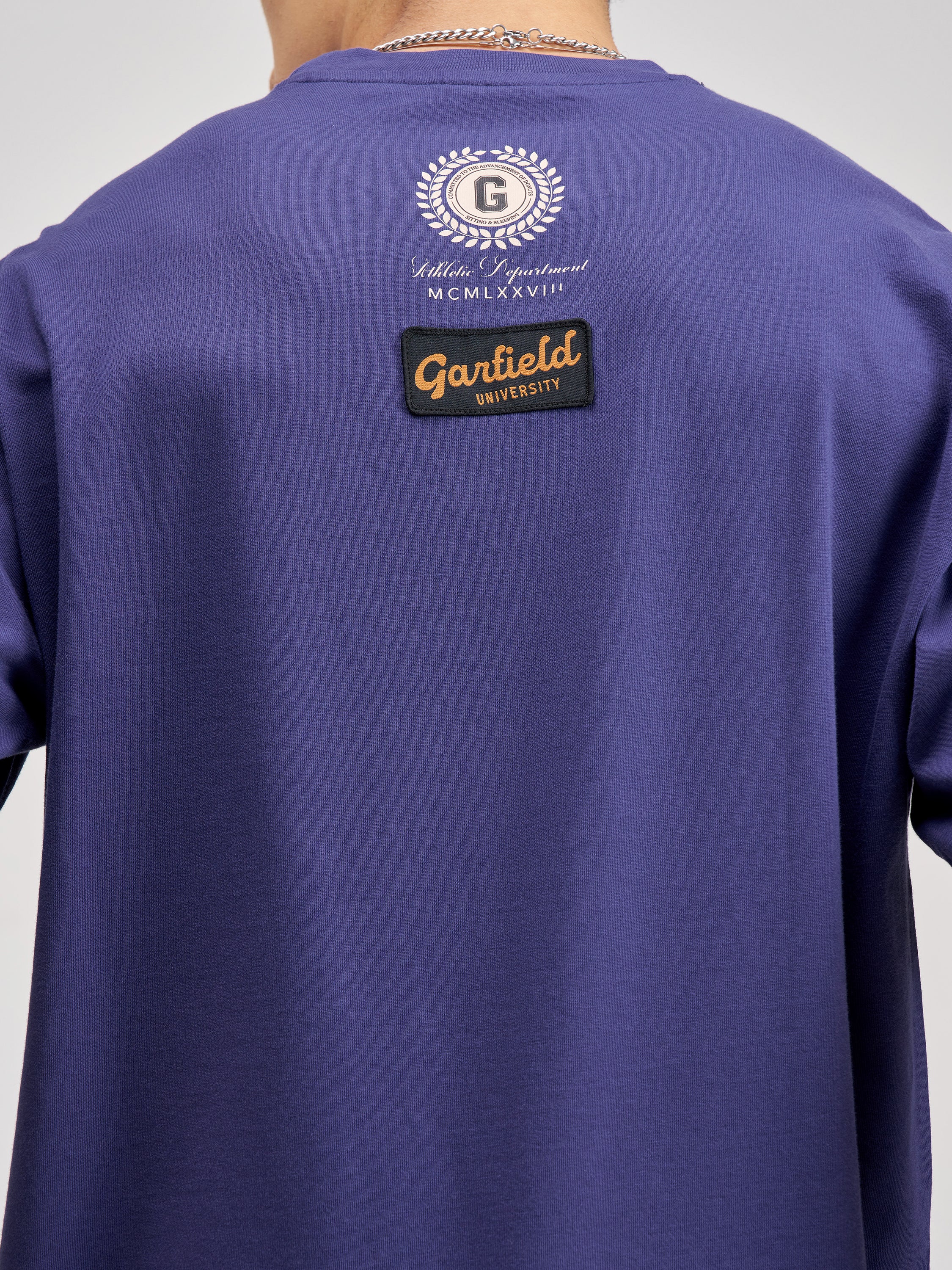Highlander Men Blue Garfield Printed Round Neck Oversized Fit T-Shirt - Blue - Image 7