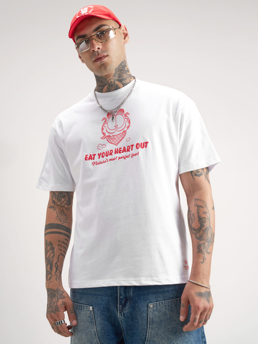 Highlander Men White Garfield Printed Round Neck T-Shirt - White - Image 3