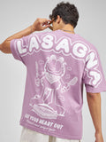 Highlander Men Lavender Garfield Printed Round Neck Oversized Fit T-Shirt - Lavender - Image 1
