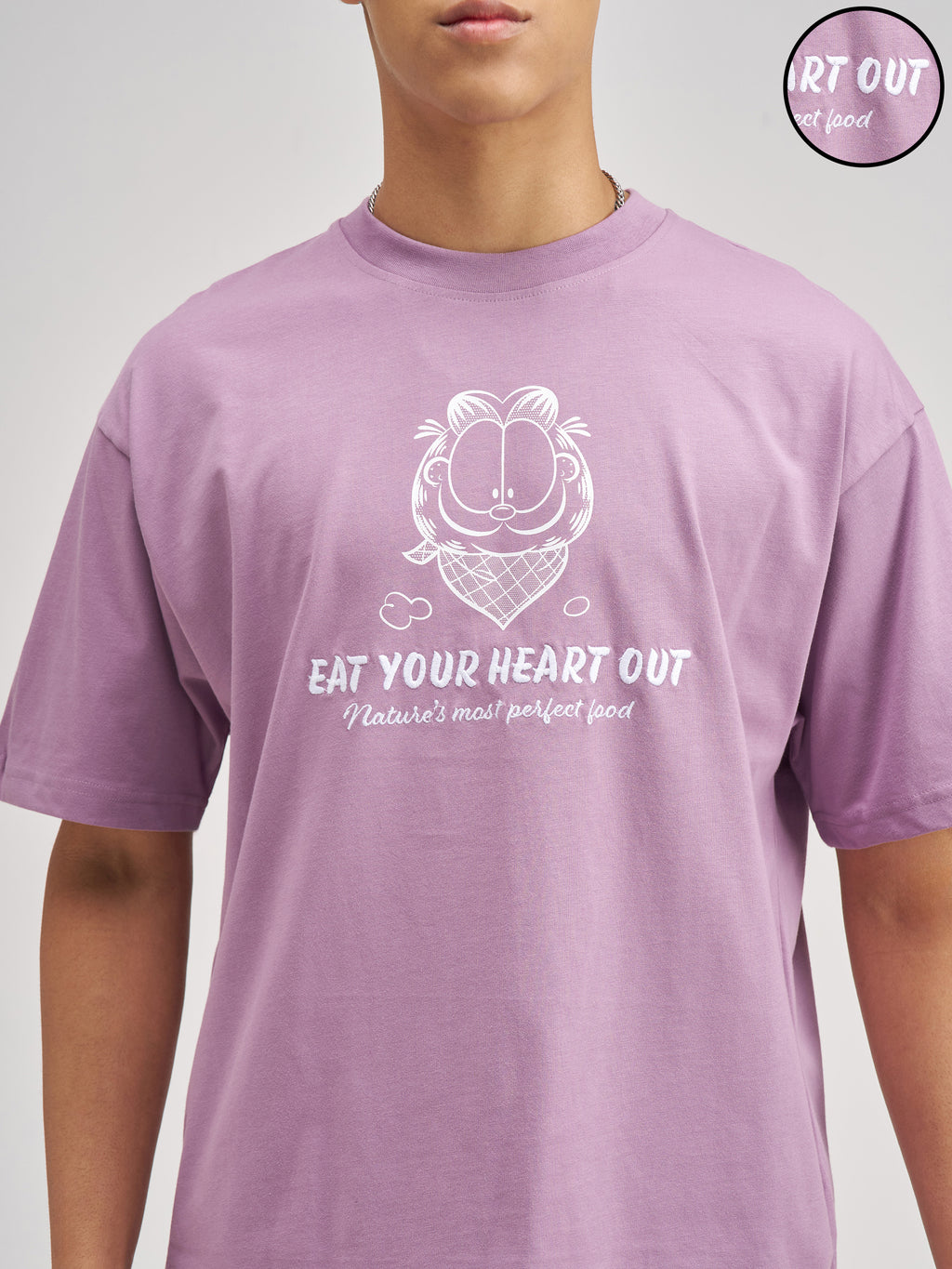Highlander Men Lavender Garfield Printed Round Neck Oversized Fit T-Shirt - Lavender - Image 5
