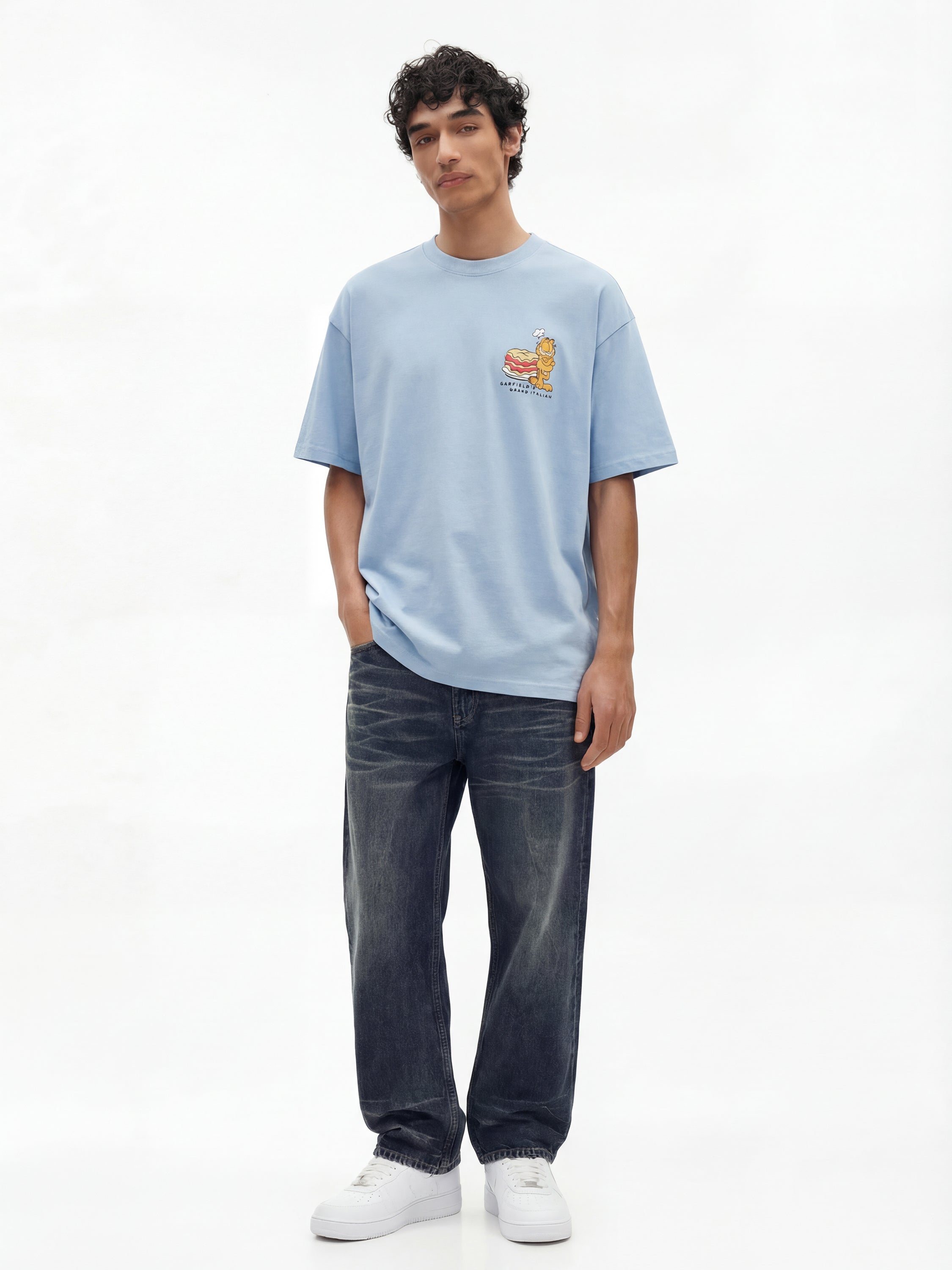 Highlander Men Blue Garfield Printed Round Neck T-Shirt - Blue - Image 4