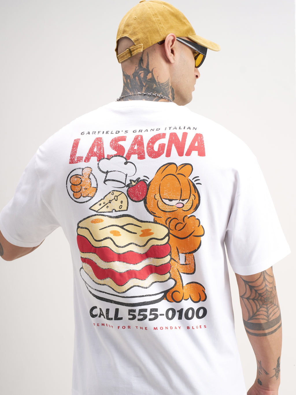 Highlander Men White Garfield Printed Round Neck T-Shirt - White - Image 1