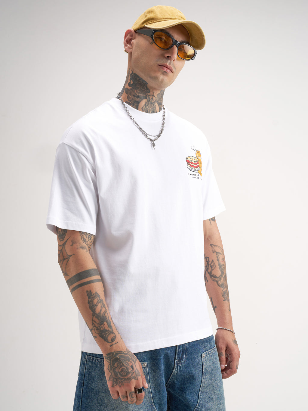 Highlander Men White Garfield Printed Round Neck T-Shirt - White - Image 6