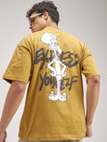 Highlander Men Mustard Spongebob Squarepants Printed Round Neck Oversized Fit T-Shirt - Mustard - Image 1